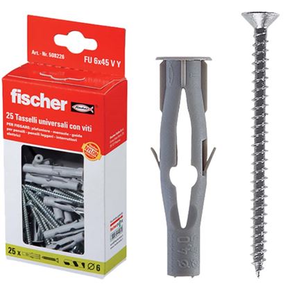 Immagine di TASSELLO IN NYLON, CON VITE TPS POZI, FU 6X45 V, 100 PEZZI