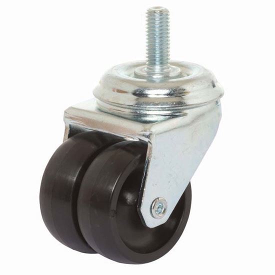 Immagine di RUOTA GEMELLATA IN POLIAMMIDE 6, SUPPORTO CODOLO, COLORE NERO, PORTATA 90 KG, Ø 50X17 MM