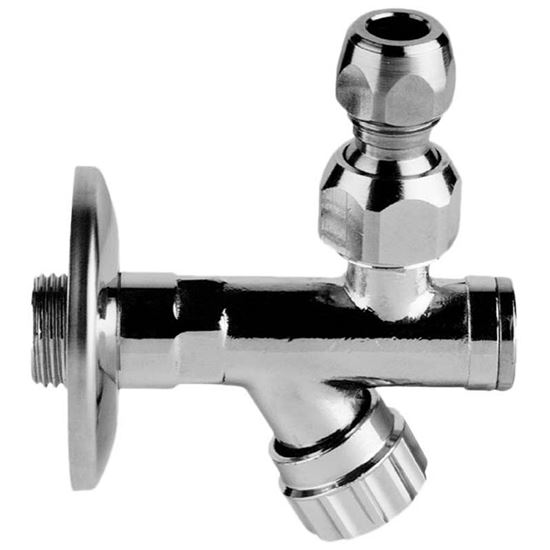 Immagine di RUBINETTO FILTRO, A VITONE CON SNODO, CON ROSETTA, INOX, 1/2"X1/2"X3/8"