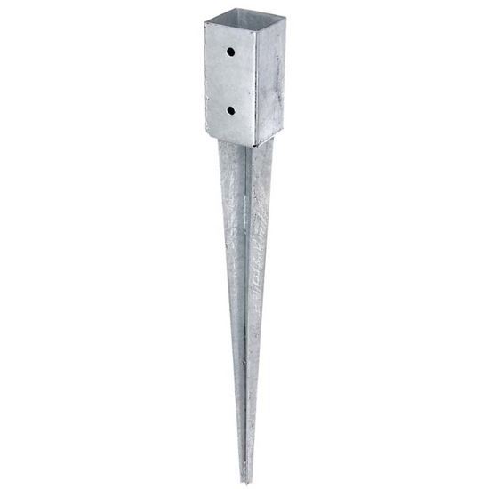 Immagine di PORTA PALO, DA ANCORARE NEL TERRENO, PER MONTANTI QUADRI IN LEGNO, ZINCATO A FUOCO, 71X71/750 MM