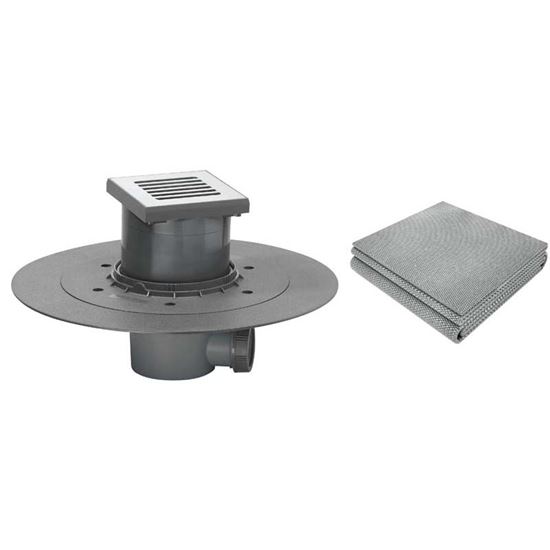 Immagine di POZZETTO DOCCIA WIRQUIN CON TELO 1800X1500 MM, USCITA Ø40 MM, GRIGLIA 115X115 MM