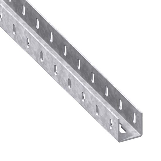 Immagine di PROFILO A U PERFORATO 35,5 MM, ALLUMINIO NATURALE, 1 MT