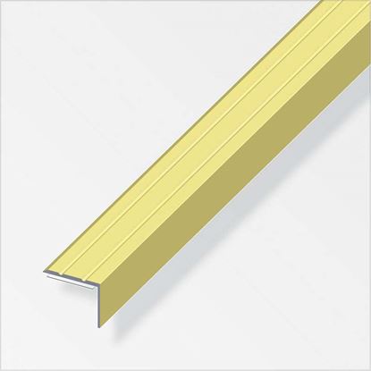 Immagine di PROFILO DI CHIUSURA PER ANGOLI, 25X8 MM, ALLUMINIO OTTONATO, 1,0 MT