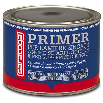 Immagine di ANCORANTE SARATOGA, PER LAMIERE ZINCATE, FERRO, LEGHE LEGGERE, ALLUMINIO, RAME, PVC RIGIDO E VETRORESINA, 500 ML