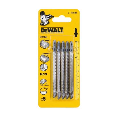 Immagine di LAMA DEWALT, IN ACCIAIO HCS, 2,5X100 MM, PER TAGLI CON OTTIMA FINITURA SU LEGNO E LAMINATI, C/SPES.FINO A 40 MM, 5 PEZZI