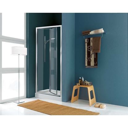Immagine di PORTA DOCCIA LEVANTE, PIEGHEVOLE, PROFILO CROMO, CRISTALLO TRASPARENTE 3 MM, 97/101 CM