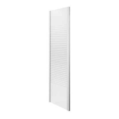 Immagine di LATO FISSO GALA, PROFILO ALLUMINIO BIANCO, CRISTALLO TEMPERATO 4 MM, CON SERIGRAFIA, 70XH185 CM