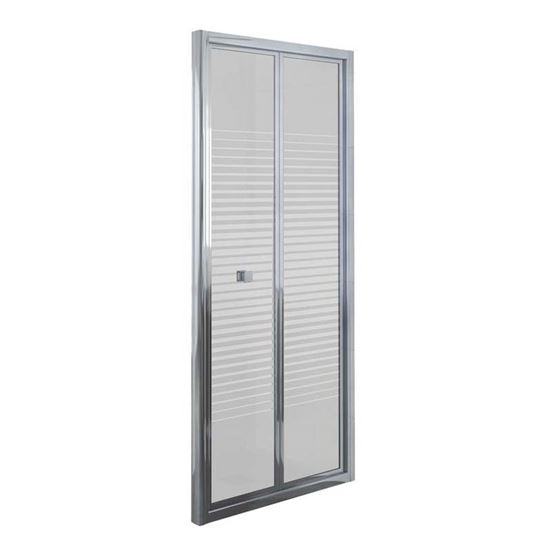 Immagine di PORTA DOCCIA UMBRA, PIEGHEVOLE, PROFILO ALLUMINIO CROMATO, CRISTALLO TEMPERATO 4 MM, CON SERIGRAFIA, 90XH190 CM