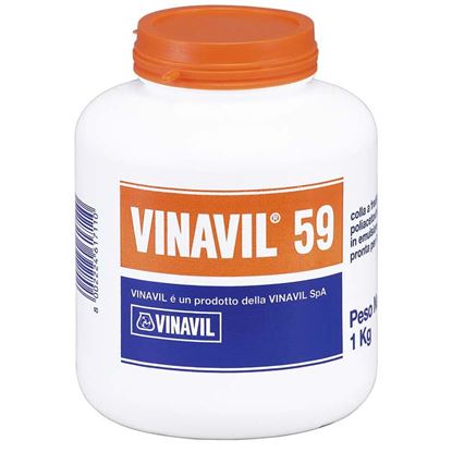 Immagine di ADESIVO VINAVIL 59, X INCOLLARE LEGNO, COMPENSATI, LAMINATI PLASTICI SU LEGNO, PIASTRELLE E MATERIALI POROSI, 1 KG