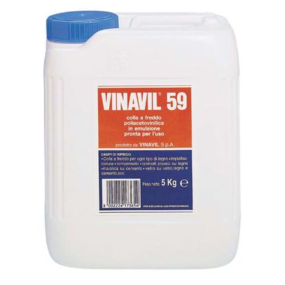 Immagine di ADESIVO VINAVIL 59, X INCOLLARE LEGNO, COMPENSATI, LAMINATI PLASTICI SU LEGNO, PIASTRELLE E MATERIALI POROSI, 5 KG