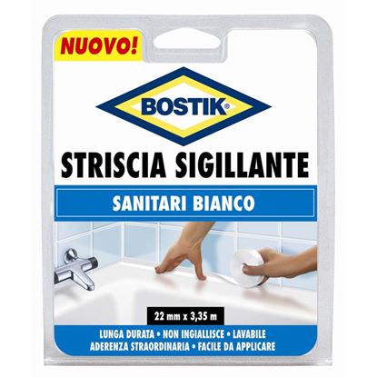 Immagine di STRISCIA SIGILLANTE BOSTIK, X BAGNI E CUCINE, IDEALE X VASCHE IDROMASSAGGIO E SUPERFICI IN METACRILATO, MM 22X3,35 MT