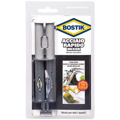 Immagine di ADESIVO BOSTIK ACCIAIO RAPIDO MIXER, X INCOLLARE METALLI TRA LORO E CON ALTRI MATERIALI, COLORE ACCIAIO NATURALE, 24 ML