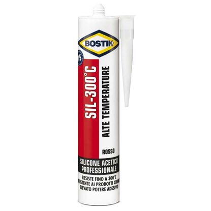 Immagine di SILICONE BOSTIK SIL-300°C, PER SIGILLATURE SOTTOPOSTE AD ALTE TEMPERATURE, COLORE ROSSO, 300 ML