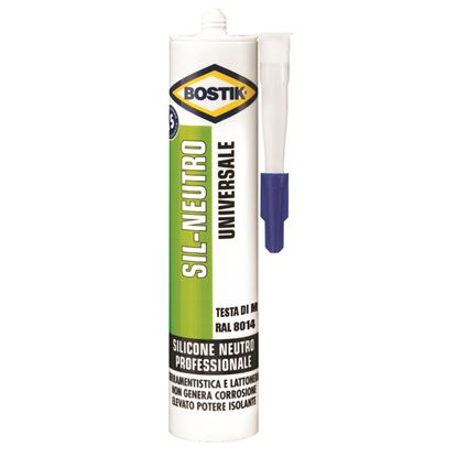 Immagine di SILICONE BOSTIK SIL-NEUTRO, X SIGILLAT.ELASTICHE, DURATURE E RESISTENTI A MUFFE, 300 ML, COLORE TESTA DI MORO RAL 8014
