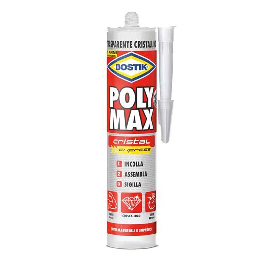 Immagine di ADESIVO BOSTIK POLY MAX, CRISTAL EXPRESS, 100% TRASPARENTE, CRISTALLINO, INVISIBILE SU TUTTE LE SUPERFICI, 300 GR