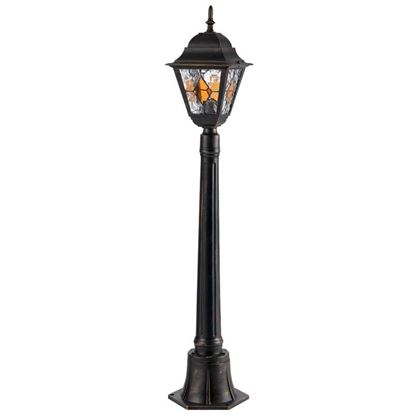 Immagine di PALETTO VENERE, CON LANTERNA A 4 FACCE, IN ALLUMINIO, E27-60 W, 18,5X18,5XH107 CM, COLORE ORO ANTICO