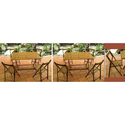 Immagine di SET DESENZANO IN ACACIA COMPOSTO DA: TAVOLO RETTANGOLARE CM 115X73XH.73,5 + 4 SEDIE PIEGHEVOLI CM 82X41,5XH.54