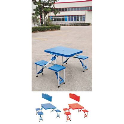 Immagine di TAVOLO PIC-NIC IN PLASTICA ABS, TAVOLO 84X64XH67 CM, SEDIA 27X29,5XH40 CM