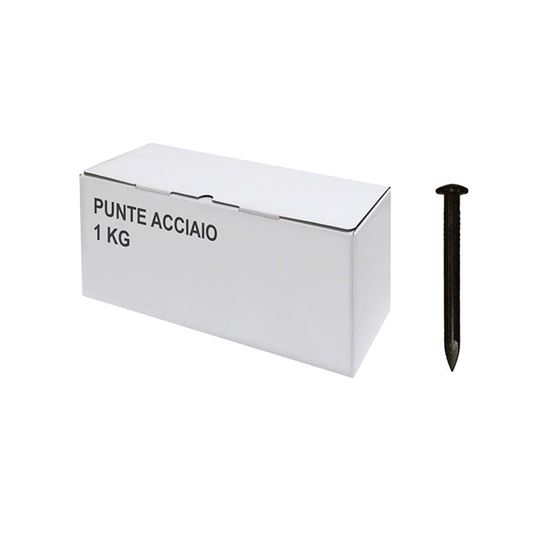 Immagine di PUNTE ACCIAIO, SCATOLA TRASPARENTE, 1 KG, 3,7X60 MM