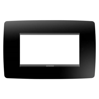 Immagine di PLACCA GEWISS, ONE, PER SCATOLA RETTANGOLARE, 4 MODULI, COLORE NERO TONER