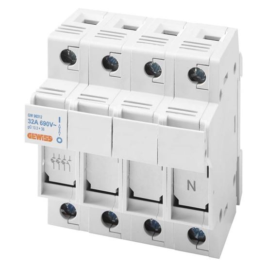 Immagine di PORTAFUSIBILE SEZIONABILE GEWISS, 3P+N, 10,3X38, 690 V, 32 A, 4 MODULI
