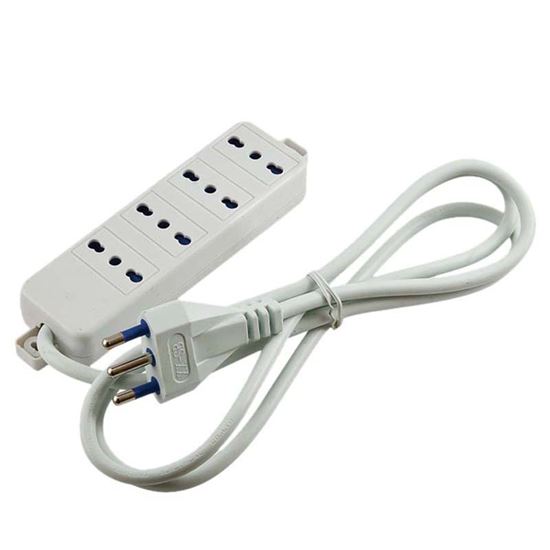 Immagine di MULTIPRESA DA TAVOLO, PRESE BIVALENTI 10/16 A, CAVO 1,2 MT  CON SPINA 16 A, COLORE BIANCO, 6 USCITE