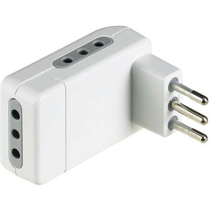 Immagine di ADATTATORE SALVASPAZIO CORNER, 3 BIPASSO 10/16 A, SPINA 16 A, COLORE GRIGIO