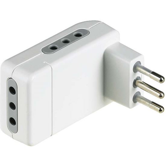 Immagine di ADATTATORE SALVASPAZIO CORNER, 3 BIPASSO 10/16 A, SPINA 16 A, COLORE GRIGIO