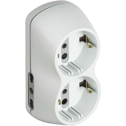 Immagine di ADATTATORE B4, 2 PRESE TEDESCHE, 2 PRESE BIPASSO 10/16 A, SPINA 16 A, COLORE BIANCO