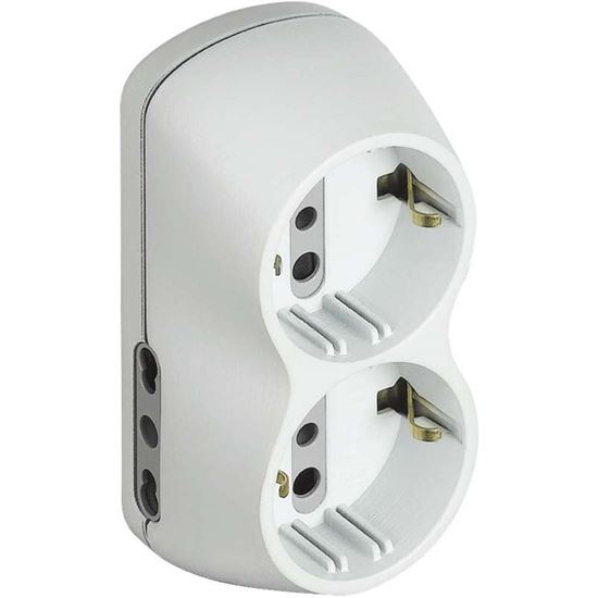 Immagine di ADATTATORE B4, 2 PRESE TEDESCHE, 2 PRESE BIPASSO 10/16 A, SPINA 16 A, COLORE GRIGIO