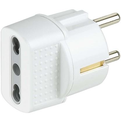 Immagine di ADATTATORE SPINA TEDESCA, PRESA 2P+T 16 A, COLORE BIANCO