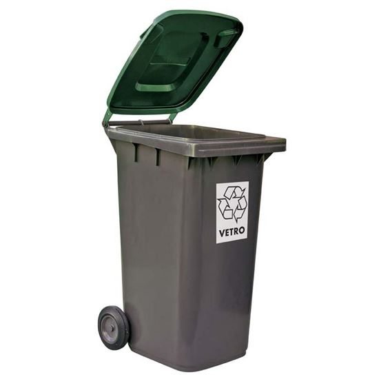 Immagine di BIDONE RACCOLTA DIFFERENZIATA, COLORE GRIGIO/VERDE, 120 LT
