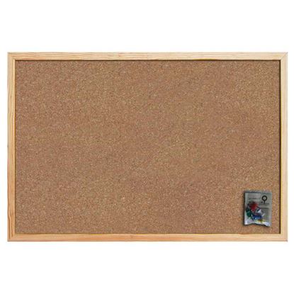 Immagine di BACHECA IN SUGHERO, CON CORNICE IN LEGNO, SUGHERO ENTRAMBI I LATI, SPESSORE 14 MM, ACCESSORI FISSAGGIO INCLUSI, 45X60 CM