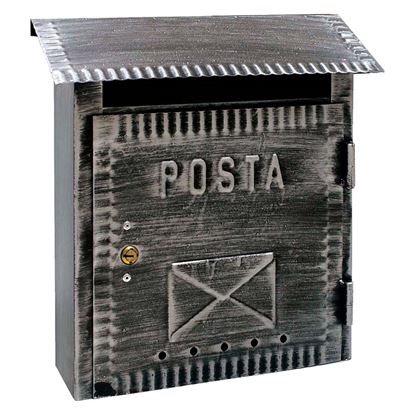 Immagine di CASSETTA POSTALE ALUBOX RUSTICA, IN FERRO BATTUTO, COLORE NERO BRUNITO, 22 X 9 X 36 CM