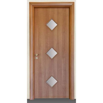 Immagine di PORTA ALESSIA NOCE CHIARO BATT., REVERS., 68X214 CM, TELAIO PIATTO, ACC. OLV, CON VETRO