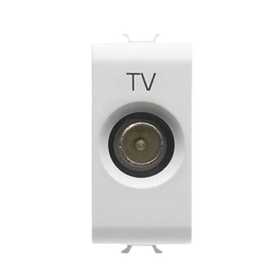 Immagine di PRESA TV IEC PASSANTE, CONNETTORE MASCHIO, 5DB, BIANCA