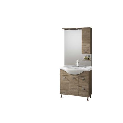 Immagine di COMPOSIZIONE LONDRA 85 CM, DX, SPECCHIO CON ILLUMINAZIONE A LED, 85X48XH195,5 CM, COLORE ROVERE NABUCCO