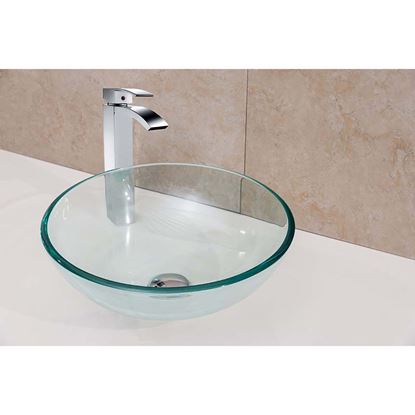 Immagine di LAVABO APPOGGIO TONDO, IN VETRO, Ø 39 CM, H18 CM, TRASPARENTE