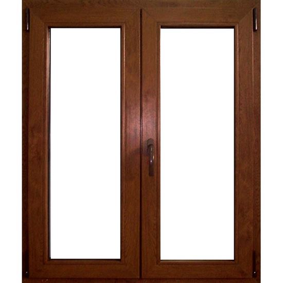 Immagine di FINESTRA PVC 100X140 CM, 2 ANTE 6 CAMERE, DOPPIO VETRO, COLORE NOCE 