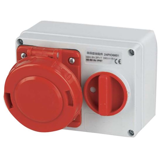 Immagine di PRESA INTERBLOCCATA ORIZZONTALE 16A, 3P+N+T, COLORE ROSSO, 6H, IP44, 240-415V