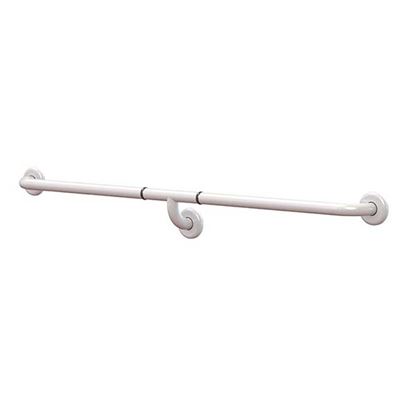 Immagine di CORRIMANO LINEARE COMPOSTO 120 CM, CON SUPPORTO CENTRALE, IN ACCIAIO LACCATO, Ø3,2 CM, CON PIASTRE DI FISSAGGIO IN NYLON