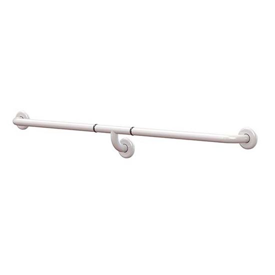Immagine di CORRIMANO LINEARE COMPOSTO 120 CM, CON SUPPORTO CENTRALE, IN ACCIAIO LACCATO, Ø3,2 CM, CON PIASTRE DI FISSAGGIO IN NYLON
