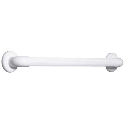 Immagine di CORRIMANO LINEARE RIGATO IN PVC MEDICALE, Ø3,5 CM, PRESA ANTISCIVOLO, CON PIASTRE DI FISSAGGIO E GHIERE COPRIVITE IN ABS
