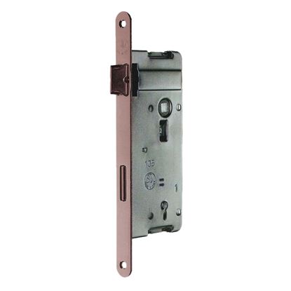 Immagine di SERRATURA PATENT, INTERASSE 70 MM, BORDO TONDO, ENTRATA 40 MM, OTTONE VERNICIATO