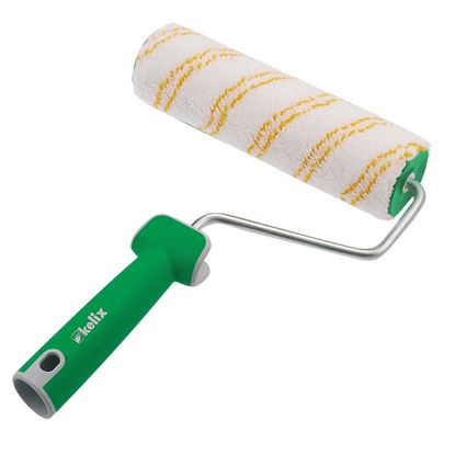Immagine di RULLO POLIAMMIDE TEXTURIZZATO GIALLO, GAMBO GALVANIZZATO ARGENTO, MANICO SOFT TOUCH SFILABILE, 22 CM
